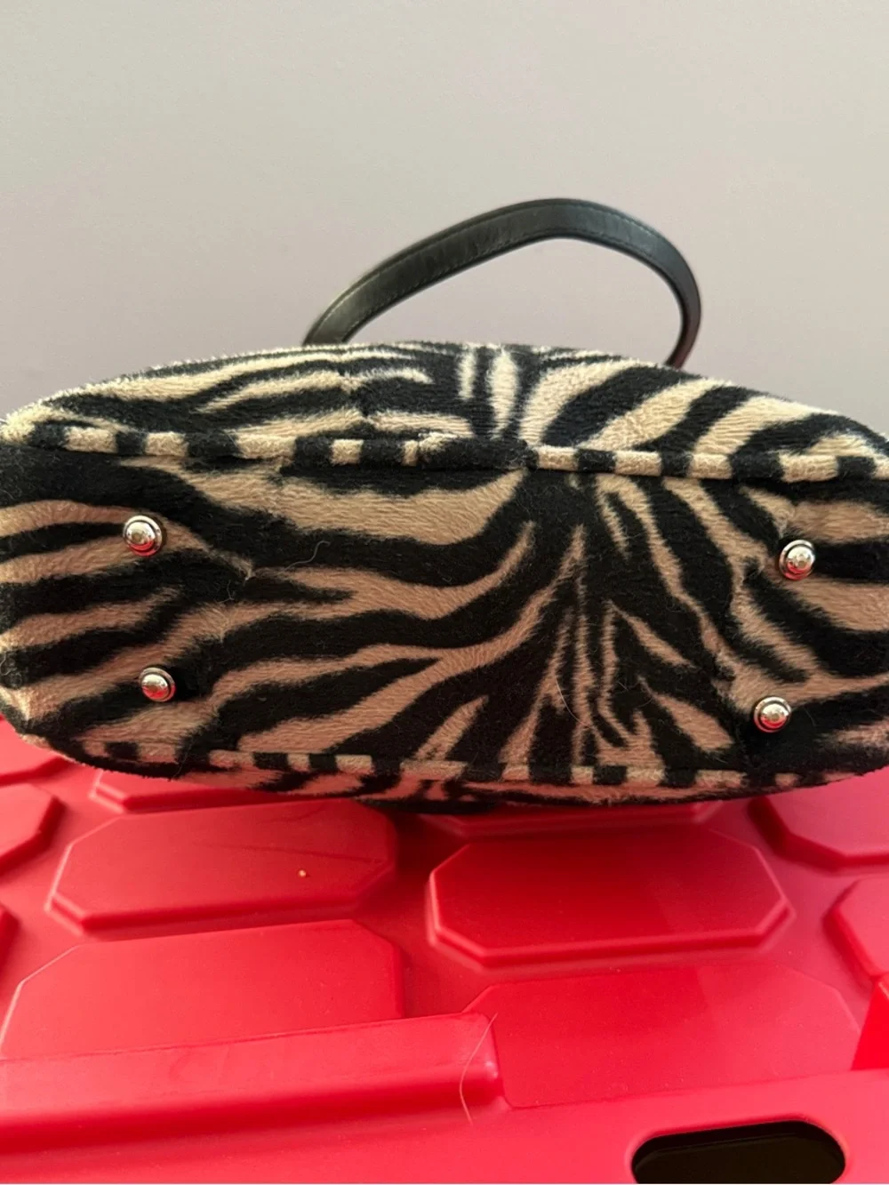 Vintage kate spade Zebra-Print Faux Fur Bag - Black & Cream